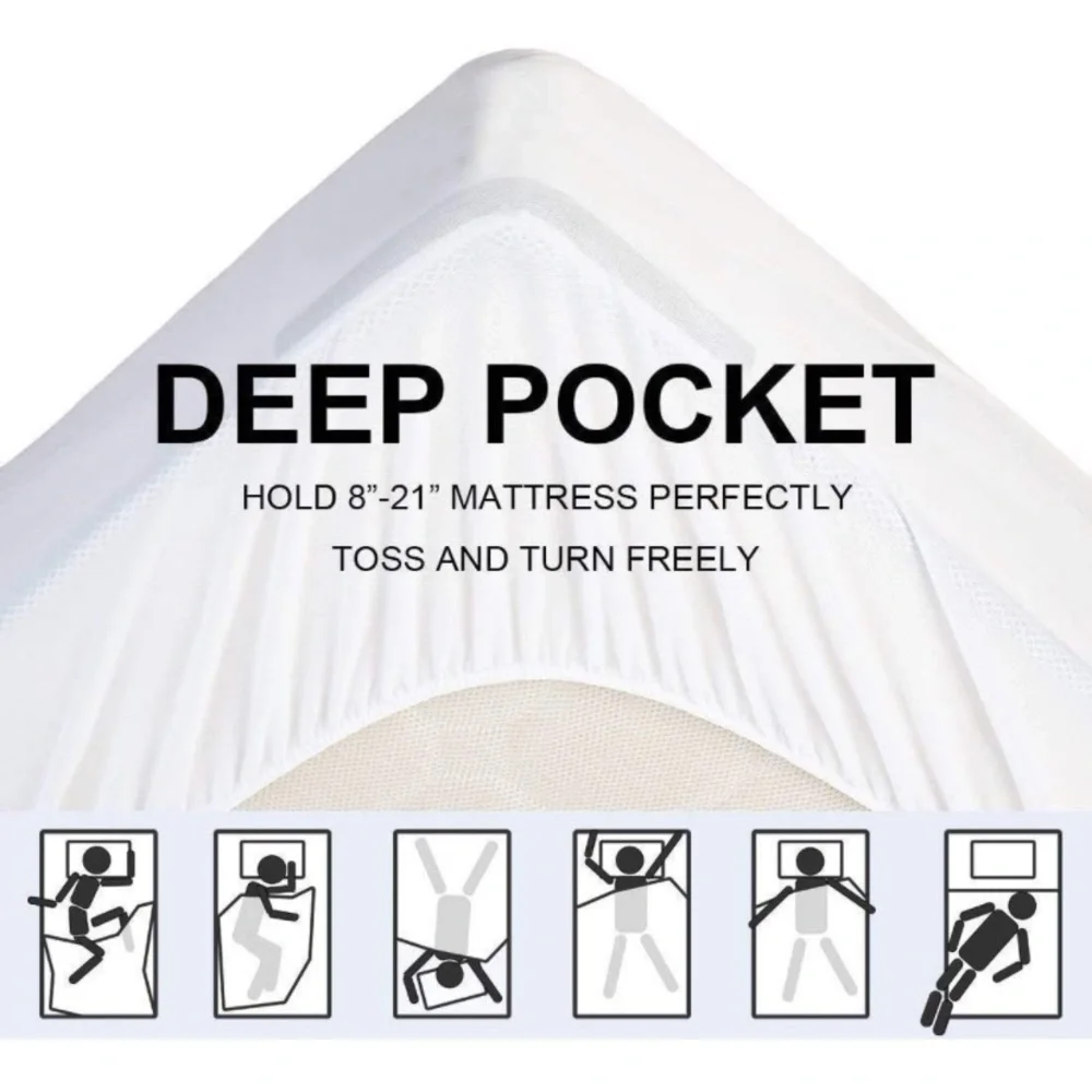Super Queen Mattress Pad Cover -Breathable Soft Fluffy w/ Waterproof Bottom